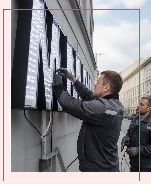 Изготовление и монтаж светодиодных LED вывесок в Малоярославце